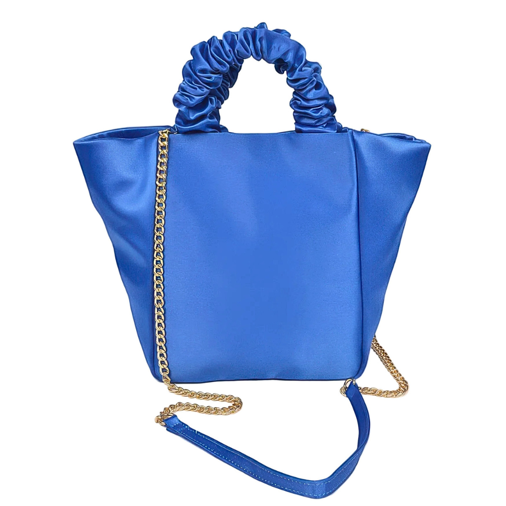 HD ACCESSORIES Satin Tote Bag Ruched Handle Chain Strap Women's Crossbody