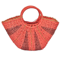HD ACCESSORIES Straw Tote Bag Woven Stripe Orange Red Drawstring Beach Bags
