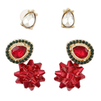 HD ACCESSORIES Stud Earring Set Rhinestone Teardrop Jeweled Gift Fashion 3 Pcs