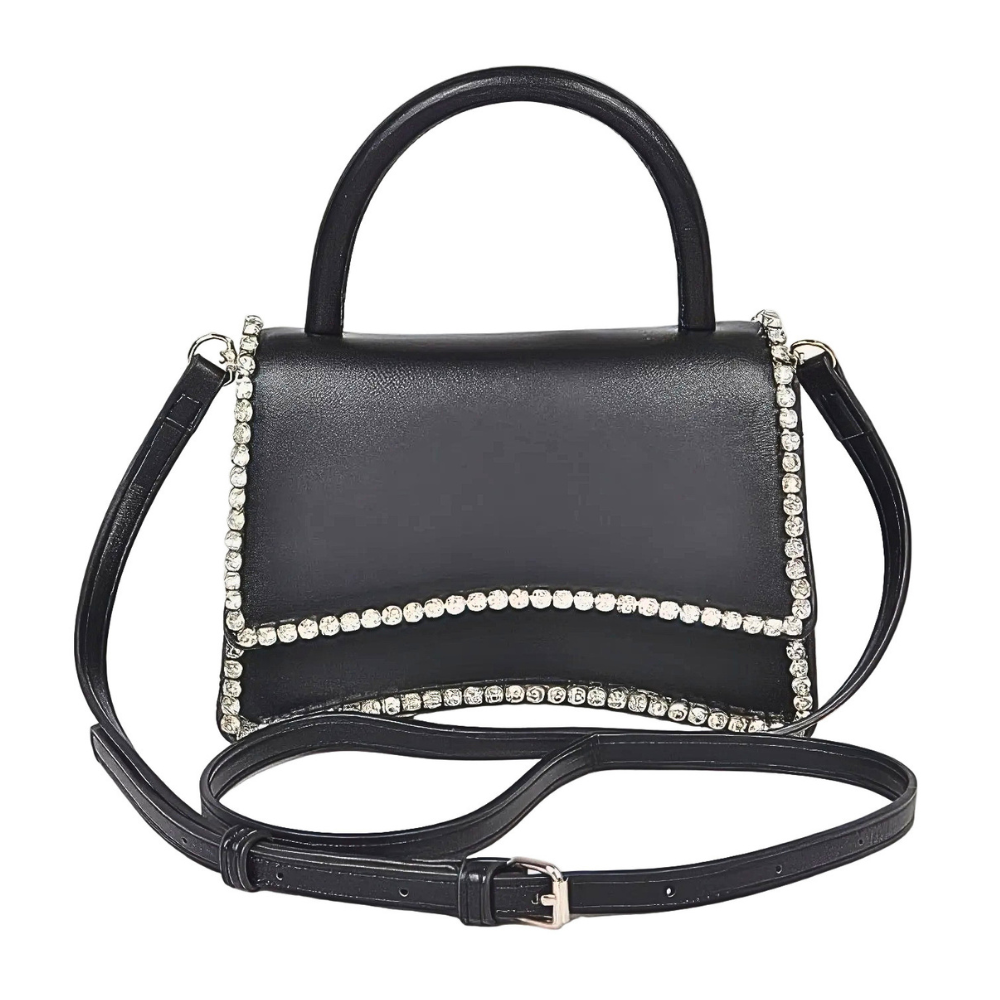 HD ACCESSORIES Tote Bag Leather Top Handle Flap Rhinestone Beaded Crossbody