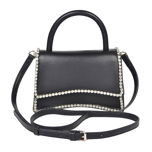 HD ACCESSORIES Tote Bag Leather Top Handle Flap Rhinestone Beaded Crossbody