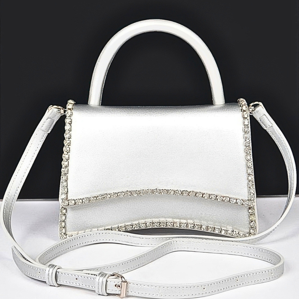 HD ACCESSORIES Tote Bag Leather Top Handle Flap Rhinestone Beaded Crossbody