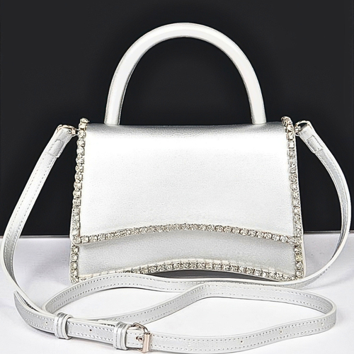 HD ACCESSORIES Tote Bag Leather Top Handle Flap Rhinestone Beaded Crossbody