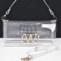 HD ACCESSORIES Transparent Clutch Bag PVC W Buckle Flap Rectangle Crossbody Bag