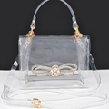 HD ACCESSORIES Transparent Top Handle Bag Bow Rhinestone Flap Tote Handbags