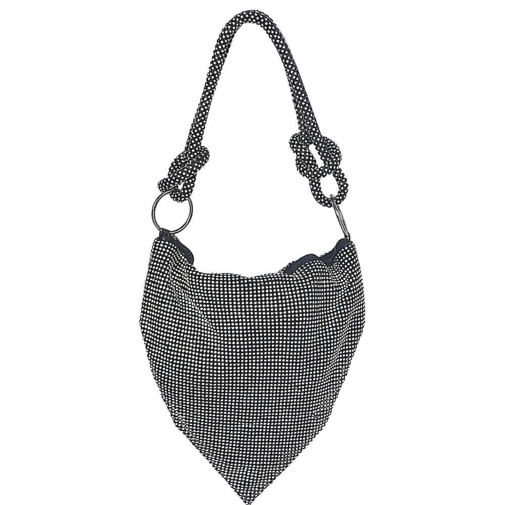 HD ACCESSORIES Women's Full Rhinestone Shoulder Bag Elegant Soft Foldable Hobo