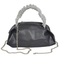 HD ACCESSORIES Women's Tote Bag Pu Leather Ruched Meatllic Strap Zip Handbag