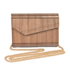 HD ACCESSORIES Wooden Clutch Flap Panel Fashion Chain Crossbody Bag