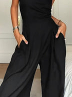 Strapless Wide-Leg Jumpsuit Casual Fashion Off Shoulder Loose Pocketed