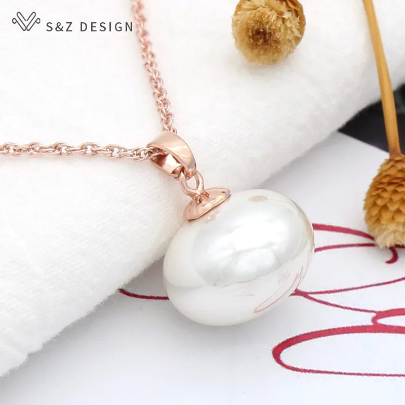 Women's Round Simulated Pearl Pendant Necklace