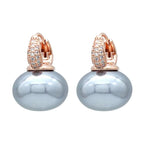 Women's Simulated Pearl Drop Earrings with Cubic Zirconia