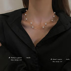 Women's Double-Layer Simulated Pearl Choker Necklace