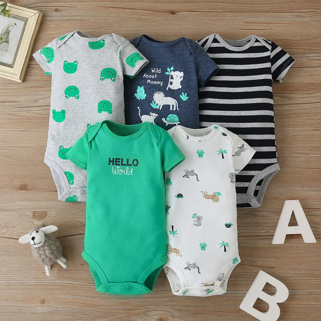 Baby Cotton Short-Sleeve Bodysuits, 5-Pack, 6–24 Months