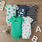 Baby Cotton Short-Sleeve Bodysuits, 5-Pack, 6–24 Months