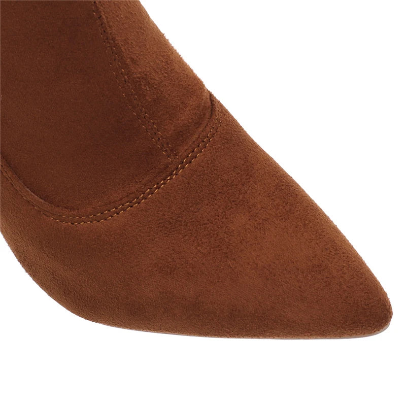 Women’s High Heel Sock Ankle Boots – Pointed Toe, Plus Size