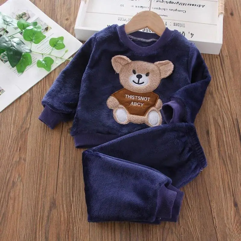 Toddler Fleece Clothing Set - Bear Hooded Vest & Pants 3PC