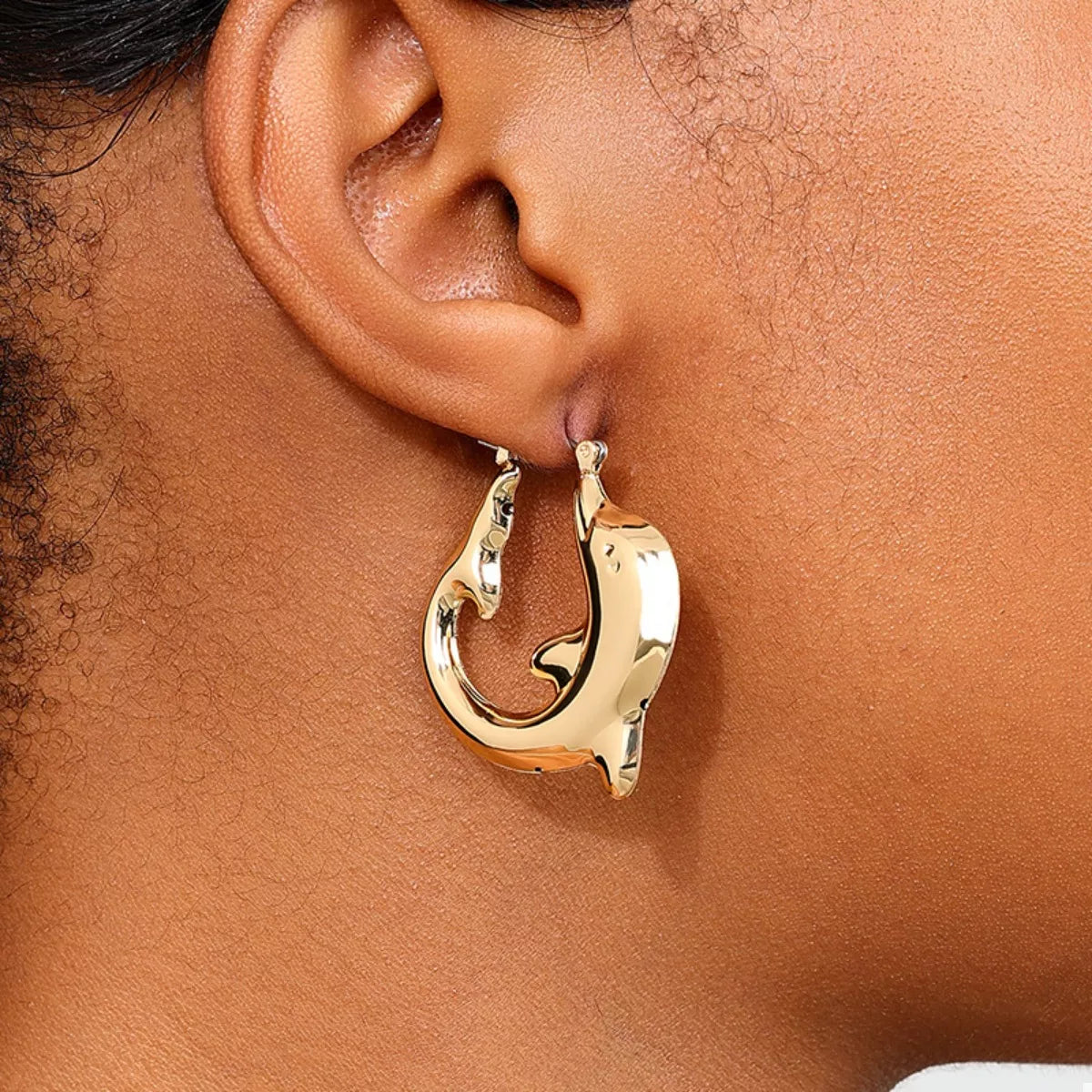 Hoop Earrings 18K Gold-Plated Dolphin Gold Silver Jewelry Gold One Size Hoop_Earrings_18K_Gold-Plated_Dolphin_Gold_Silver_Jewelry Trendsi