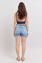 Judy Blue Denim Shorts Mid Rise Medium Wash Cotton Cutt Off Comfort Denim