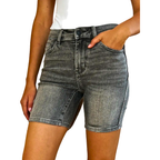 Judy Blue Denim Shorts Gray High Waist Washed Casual Jean Summer Bermuda S-3XL
