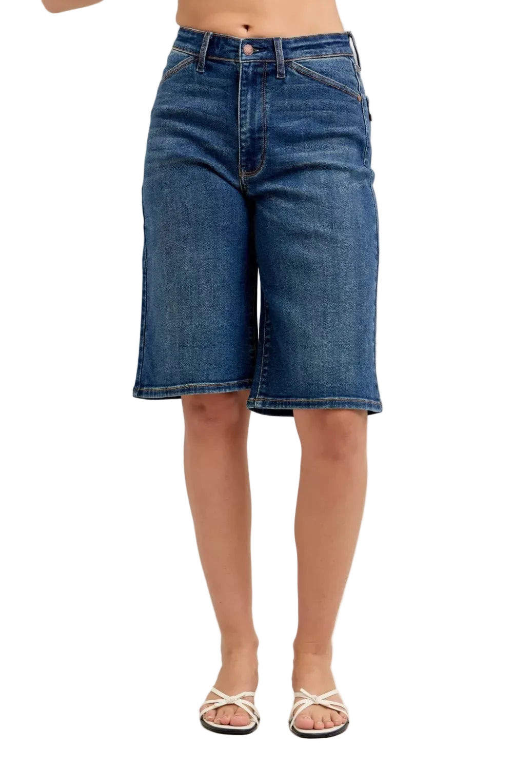 Judy Blue High Waist Bermuda Denim Shorts Women’s Stretch Jean Shorts - Styleinger