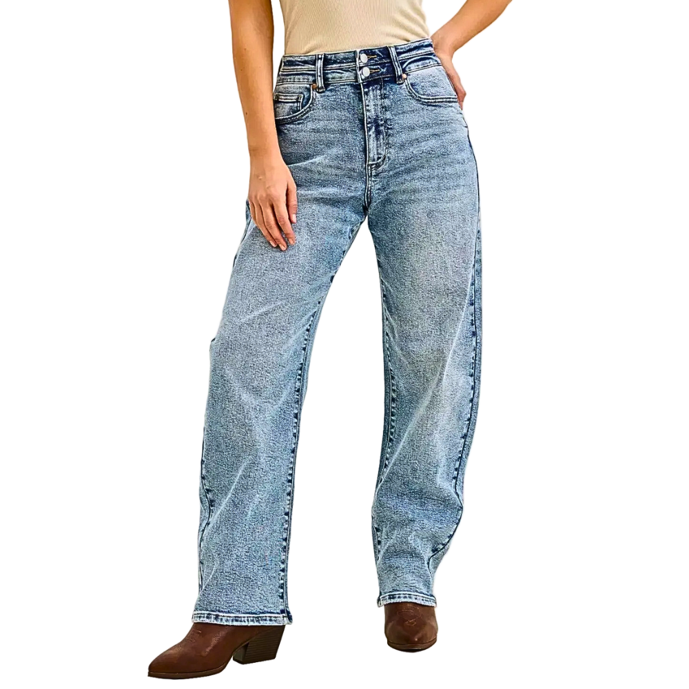 Judy Blue Jeans High-Waist Marlow Arc Leg Denim with Double Waistband Plus Sizes