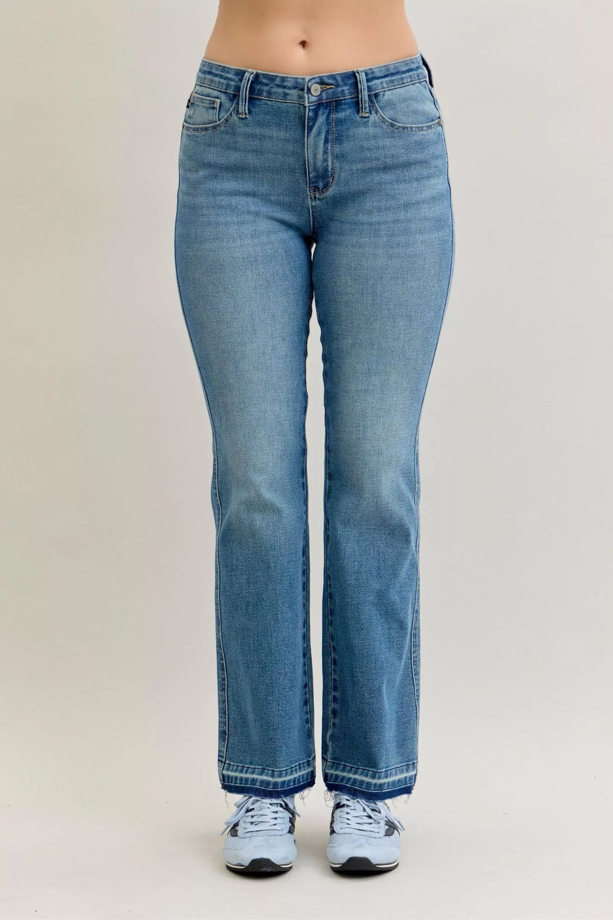 Judy Blue Jeans Mid Rise Slim Bootcut Tummy Control Release Hem Plus Sizes