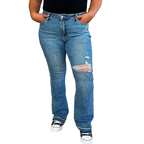 Judy Blue Jeans Plus Sizes Distressed Medium Wash Mid Rise Soft Comfort Denim Pants