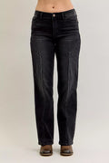Judy Blue Womens Jeans Black Straight Western Seam Detail Mid Rise Denim Pants BK Judy_Blue_Womens_Jeans_Black_Straight_Western_Seam_Detail_Mid_Rise_Denim_Pants Trendsi