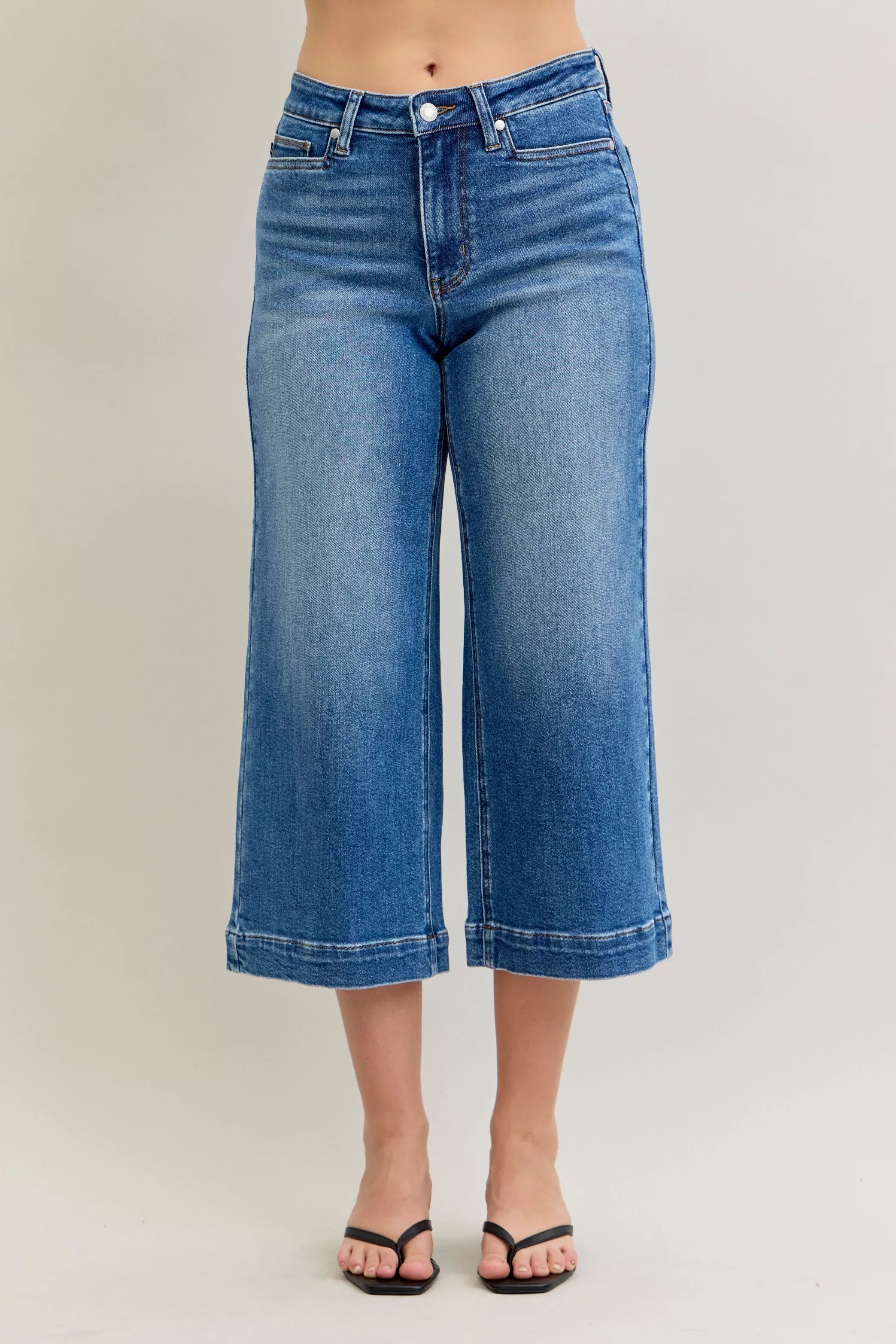 Judy Blue Womens Jeans Crop Wide Leg Mid Rise Denim Pants MD Judy_Blue_Womens_Jeans_Crop_Wide_Leg_Mid_Rise_Denim_Pants Trendsi