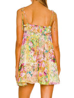 Mini Cami Dress Floral Colorful Print Tie-Shoulder Ruffled Sleeveless