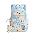Kid Nylon Backpack Dog Pattern Zipper Aesthetic Lightweight Junior Light Blue