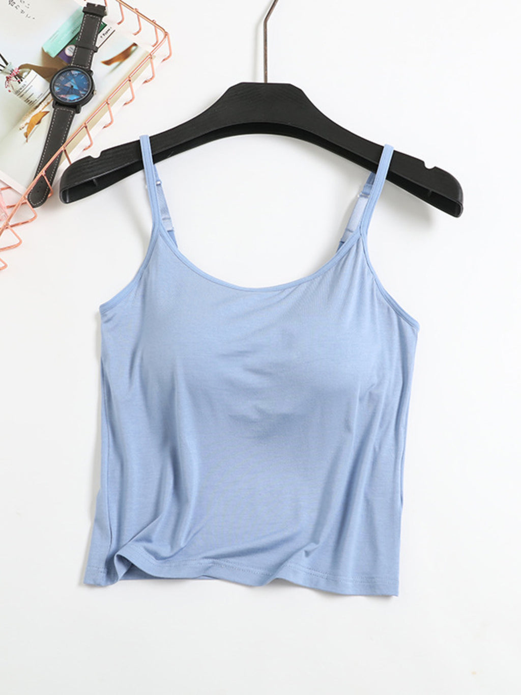 Women's Casual Cami Tops Viscose Lightweight Padded Built-in Bra Tank