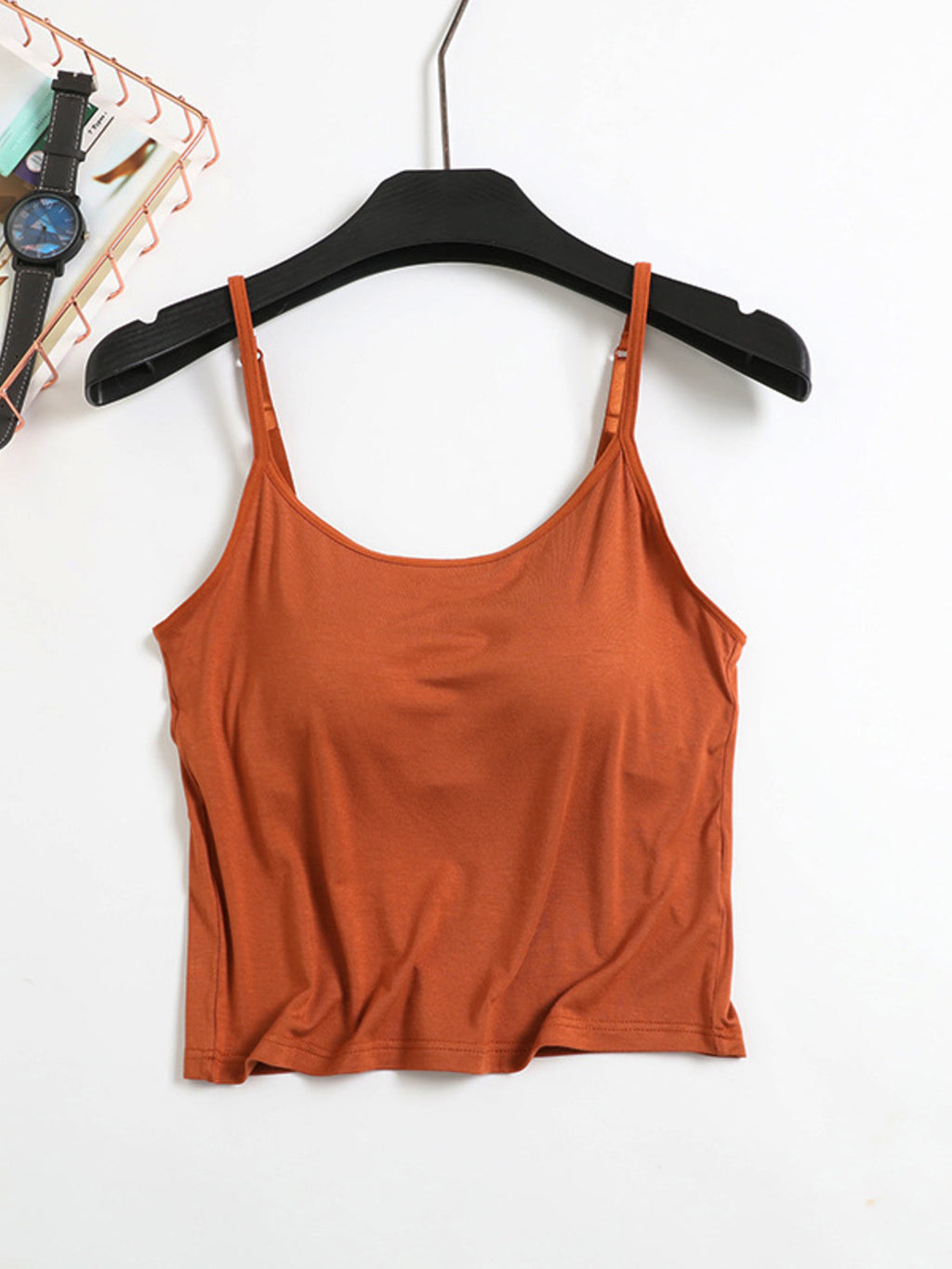 Women's Casual Cami Tops Viscose Lightweight Padded Built-in Bra Tank