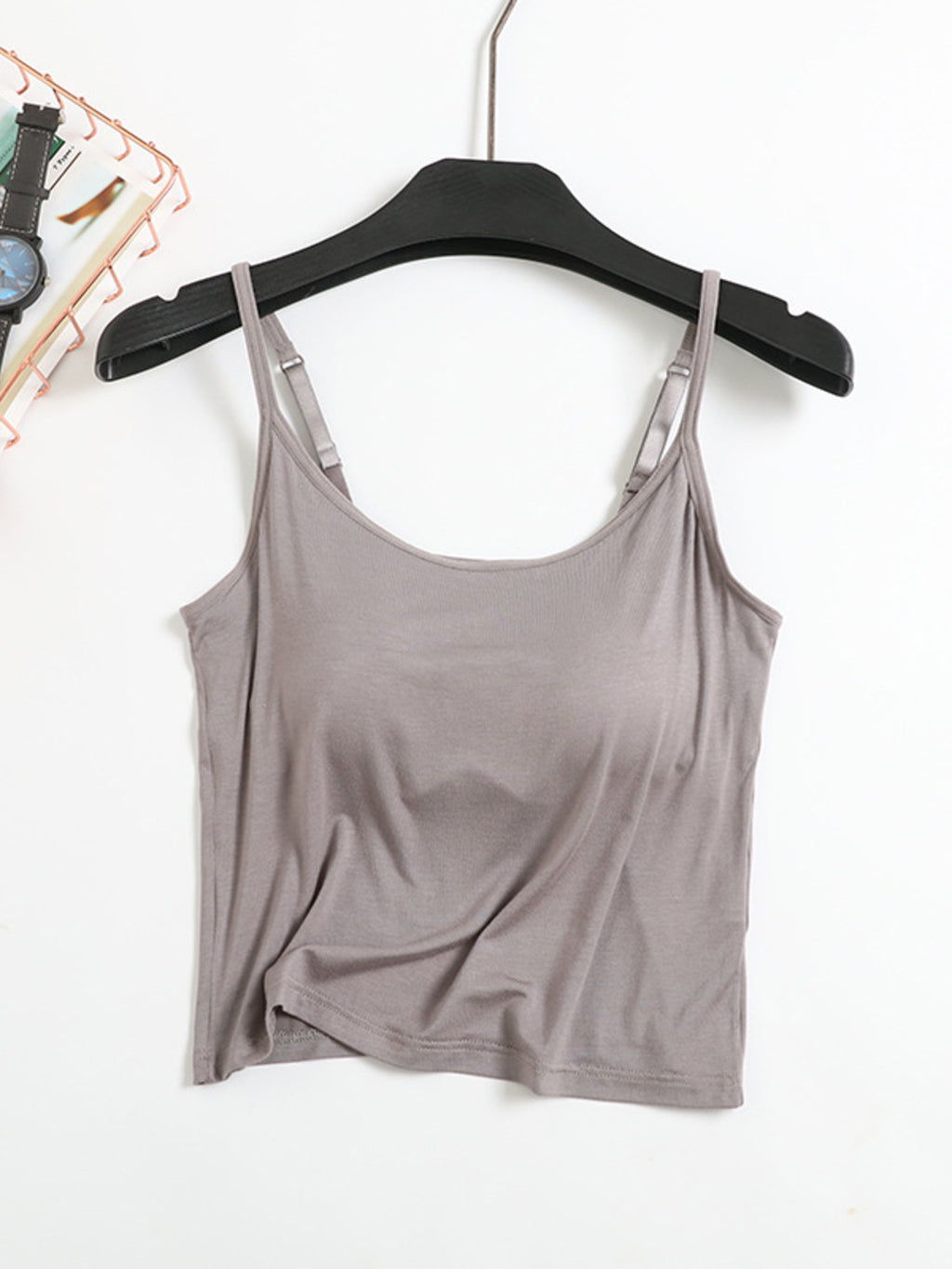 Women's Casual Cami Tops Viscose Lightweight Padded Built-in Bra Tank