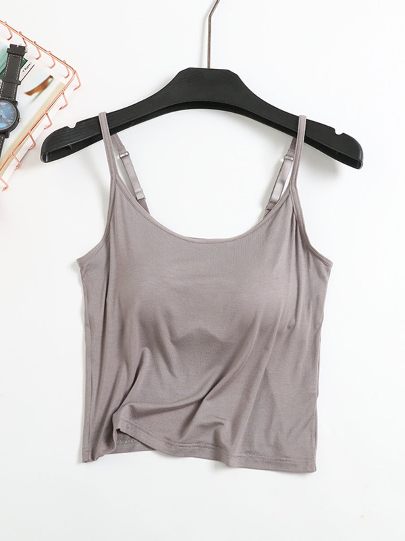 Women's Casual Cami Tops Viscose Lightweight Padded Built-in Bra Tank