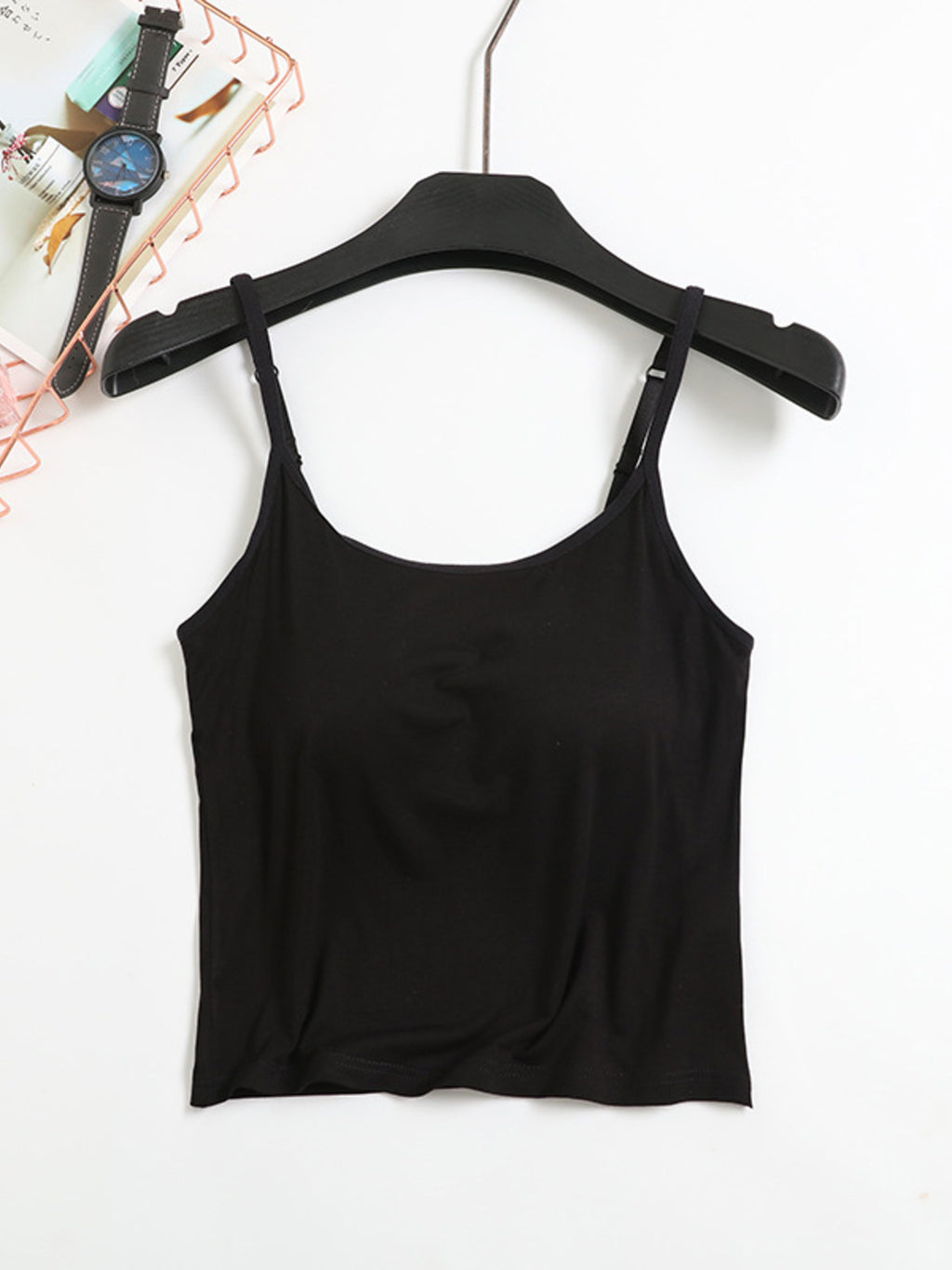 Women's Casual Cami Tops Viscose Lightweight Padded Built-in Bra Tank