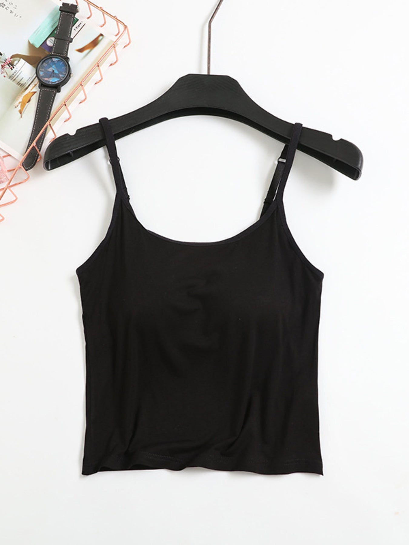 Women's Casual Cami Tops Viscose Lightweight Padded Built-in Bra Tank