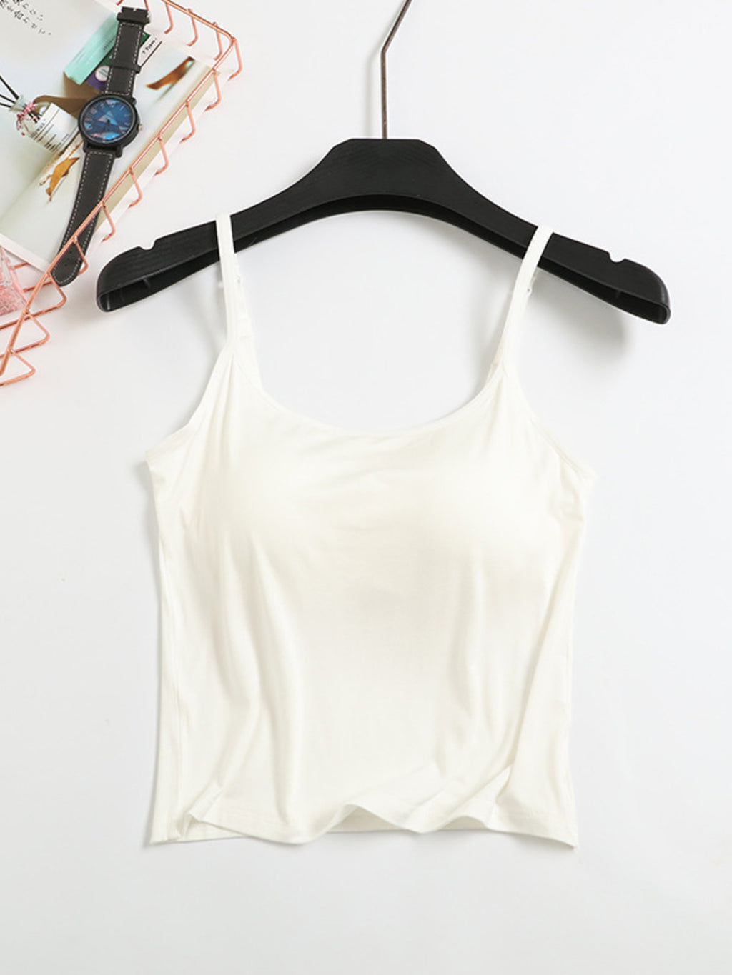 Women's Casual Cami Tops Viscose Lightweight Padded Built-in Bra Tank