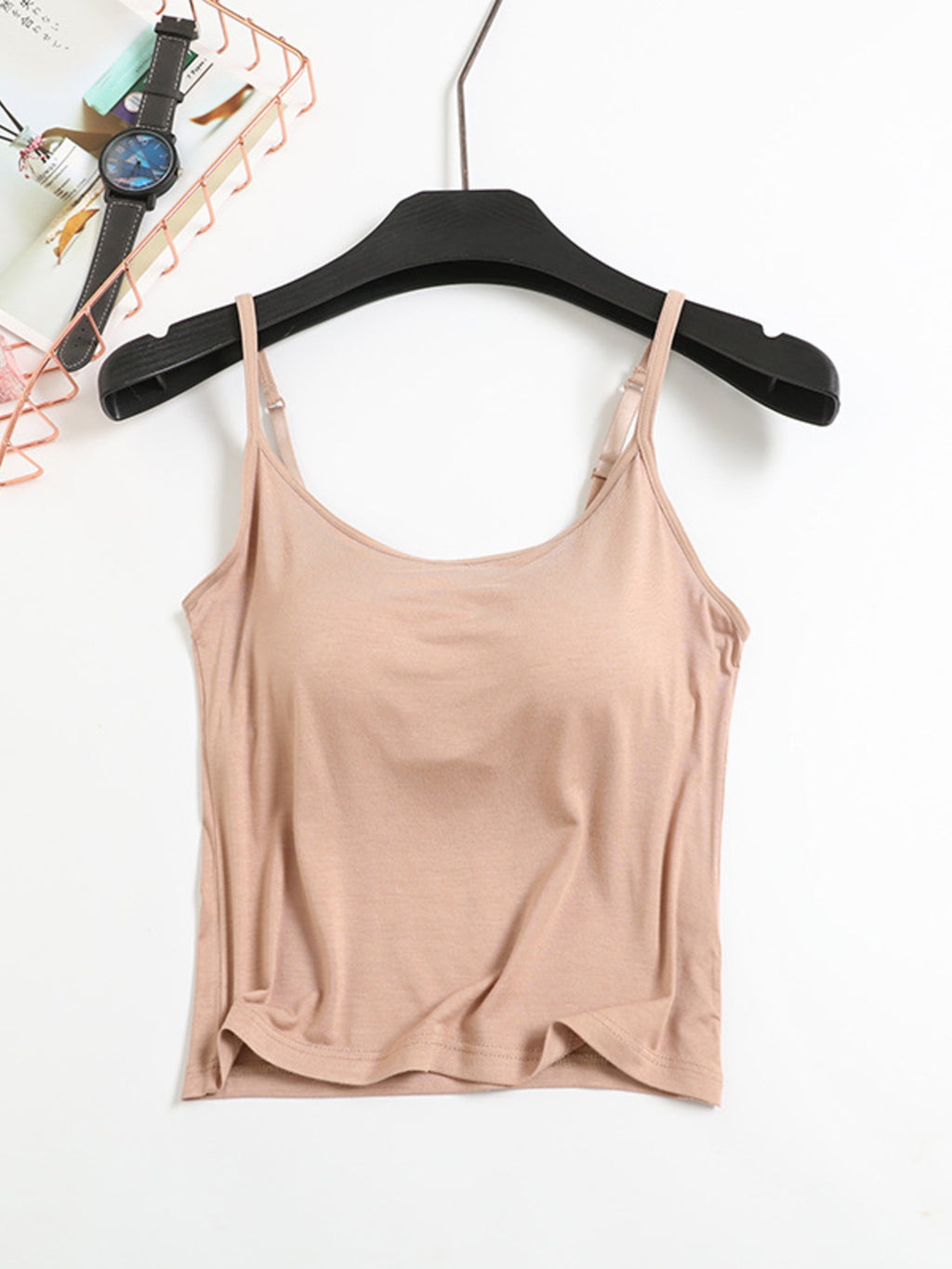 Women's Casual Cami Tops Viscose Lightweight Padded Built-in Bra Tank