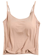 Women's Casual Cami Tops Viscose Lightweight Padded Built-in Bra Tank