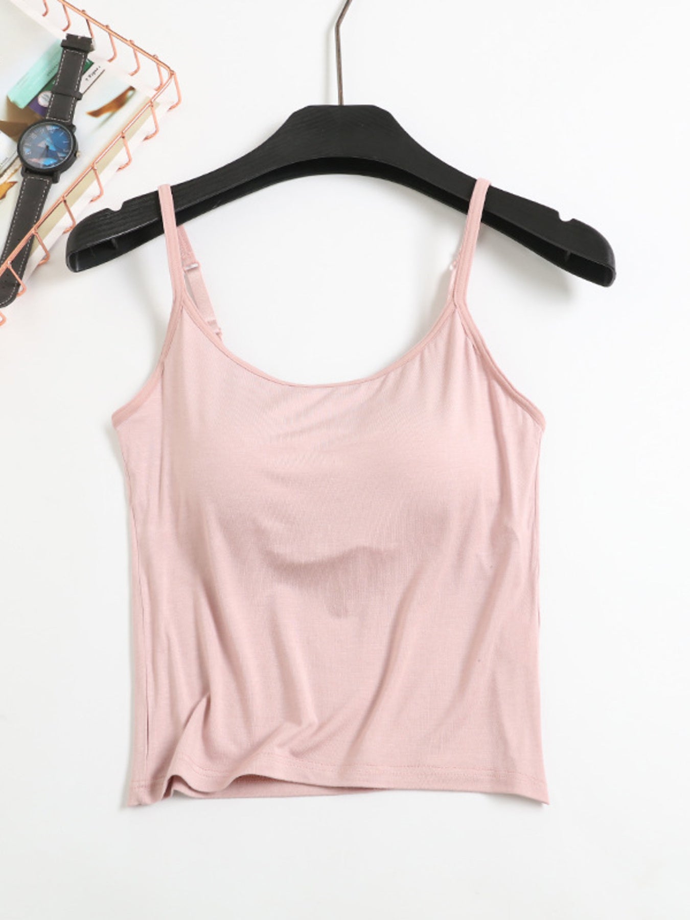 Women's Casual Cami Tops Viscose Lightweight Padded Built-in Bra Tank