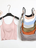 Women's Casual Cami Tops Viscose Lightweight Padded Built-in Bra Tank