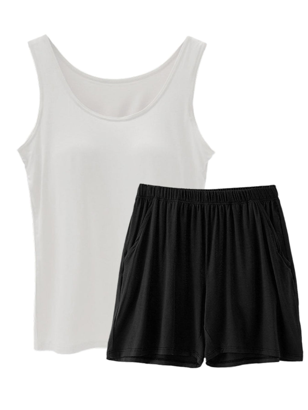 Women's Casual Set Basic Sleeveless Tank Top and Shorts Loungwear Plus Size