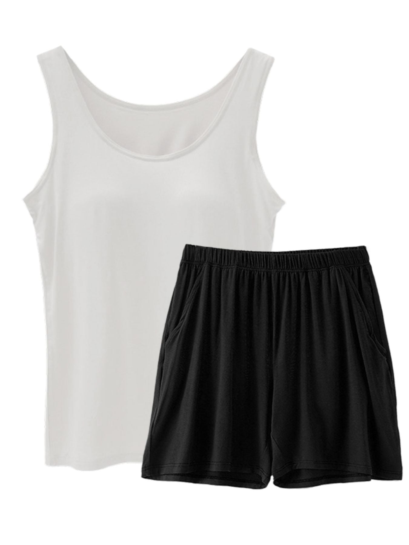 Women's Casual Set Basic Sleeveless Tank Top and Shorts Loungwear Plus Size