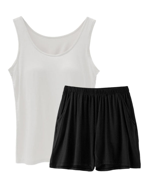 Women's Casual Set Basic Sleeveless Tank Top and Shorts Loungwear Plus Size