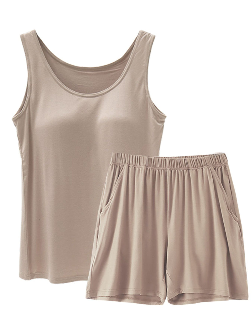 Women's Casual Set Basic Sleeveless Tank Top and Shorts Loungwear Plus Size