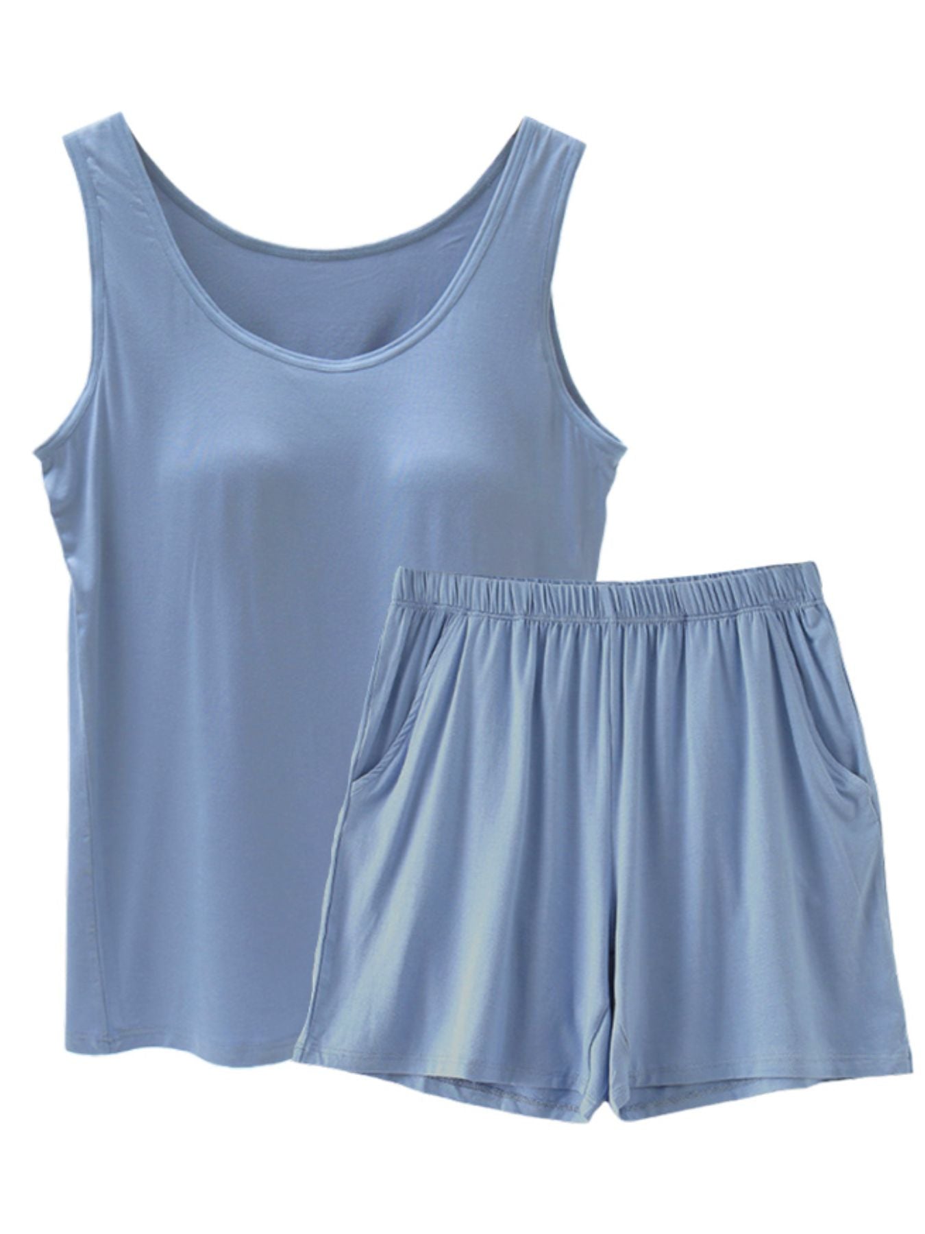 Women's Casual Set Basic Sleeveless Tank Top and Shorts Loungwear Plus Size