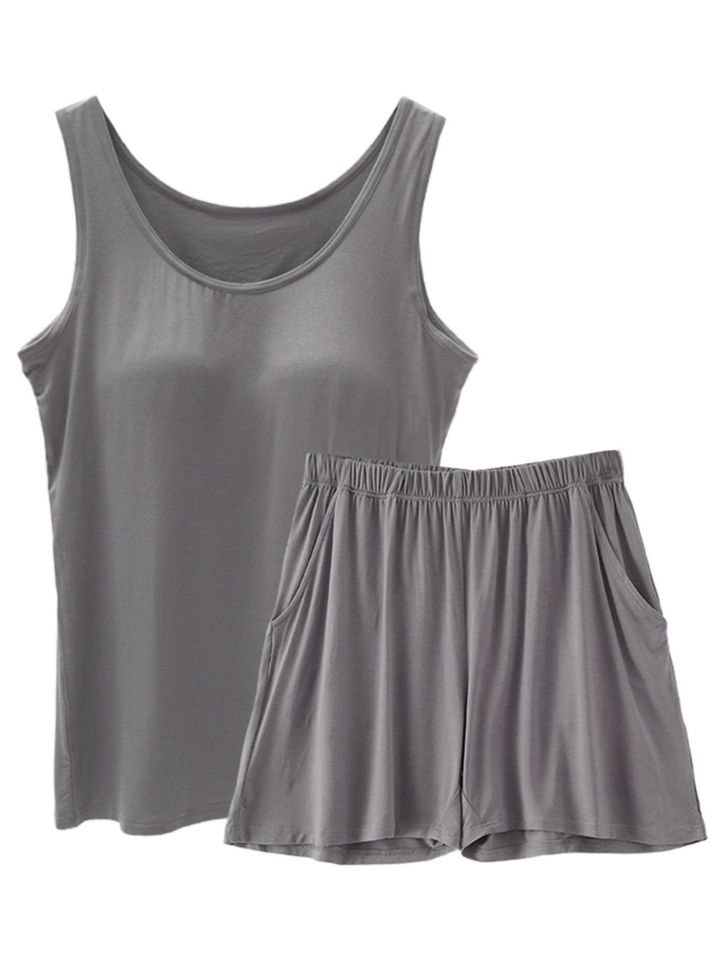 Women's Casual Set Basic Sleeveless Tank Top and Shorts Loungwear Plus Size