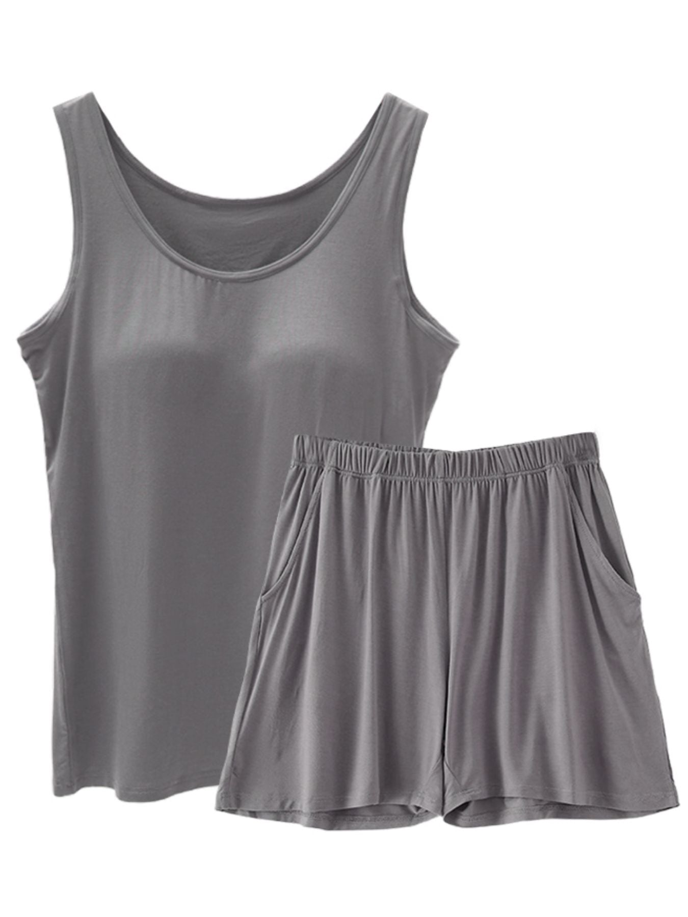 Women's Casual Set Basic Sleeveless Tank Top and Shorts Loungwear Plus Size