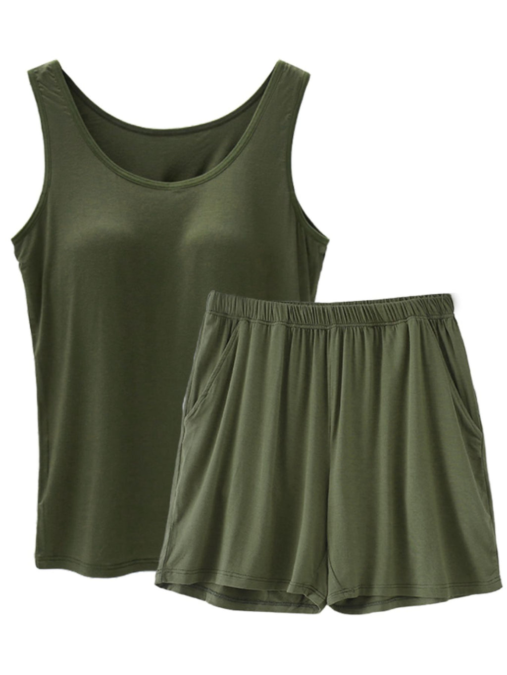 Women's Casual Set Basic Sleeveless Tank Top and Shorts Loungwear Plus Size